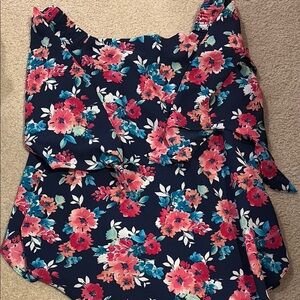 Floral Women's Blouse - Navy and Pink